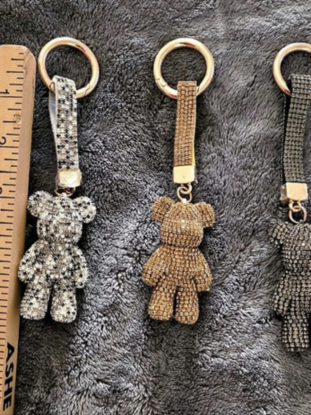 Rhinestone Bear Keychain